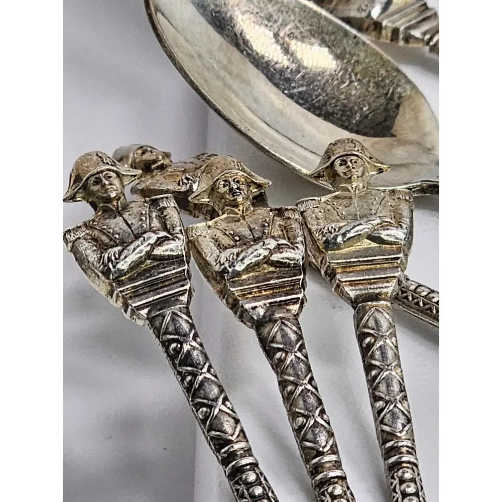 Vintage Silver Plated Soldier Spoon Lot (9) - France